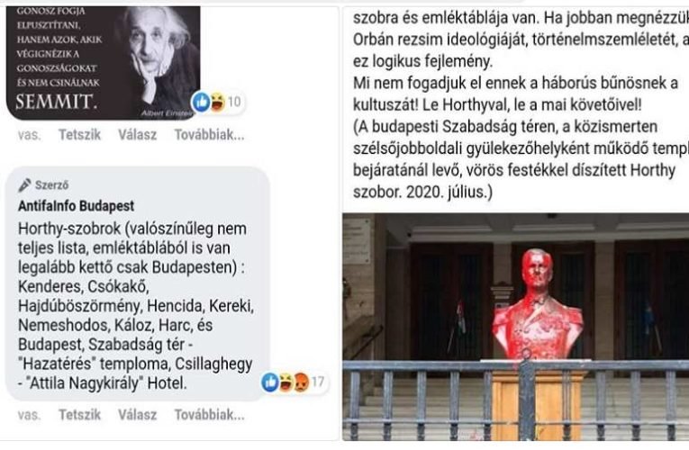 Olvasónk küldte: Az antifák lényegében felbujtottak a Horthy emlékművek ellen (frissítve)
