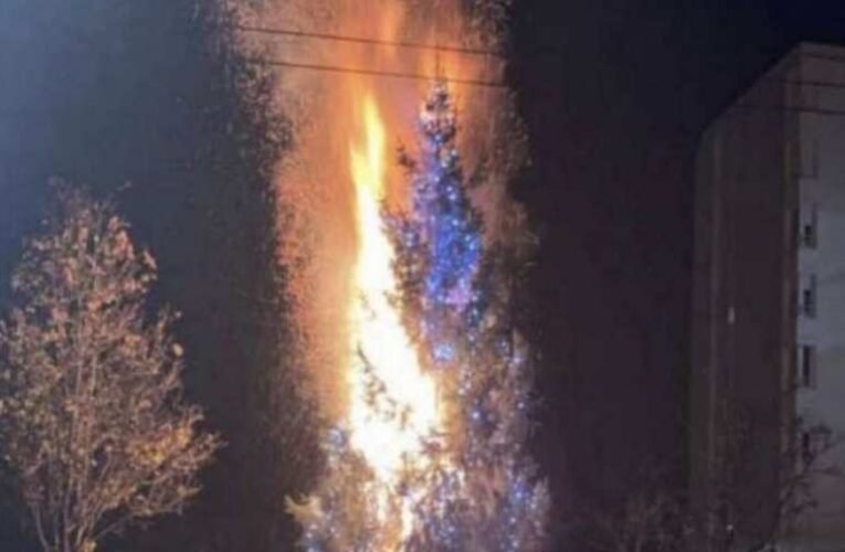 Szándékosan felgyújtották a város karácsonyfáját Lyon egyik kerületében