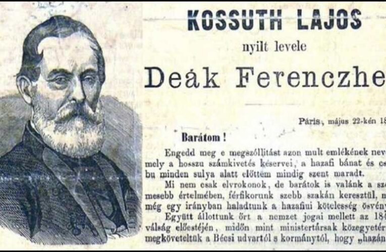 154 éve kelt Kossuth Lajos Deákhoz írott Cassandra-levele