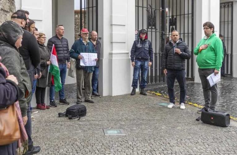 Dr. Polgárdy Géza: Gyér érdeklődés mellett, magyar sérelmek miatt, ma tüntetés volt Pozsonyban, a parlament épülete előtt