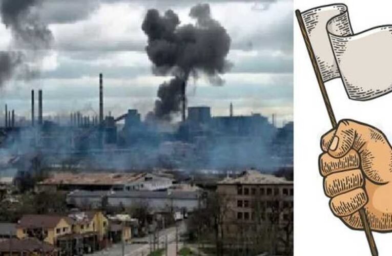 Ukrán fegyveresek egy csoportja fehér zászlóval hagyta el az Azovsztalt