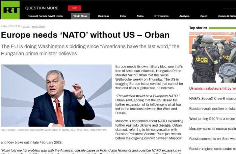 A Russia Today Orbán Viktort idézi: Európának egy USA nélküli NATO-ra van szüksége