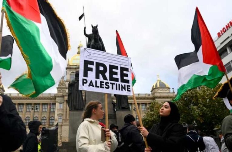 A csehek nem tiltották be: Prágában tüntettek Palesztina mellett