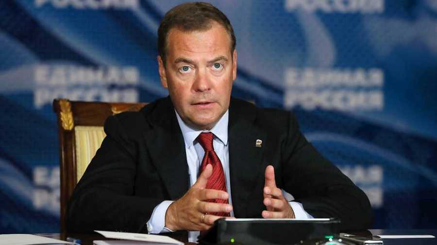 United Russia Party Chairman, Russian Security Council Deputy Chairman Medvedev holds meeting