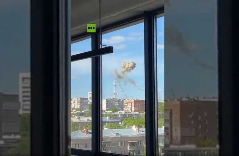 Szétlőtték a harkovi tévétornyot (videó)