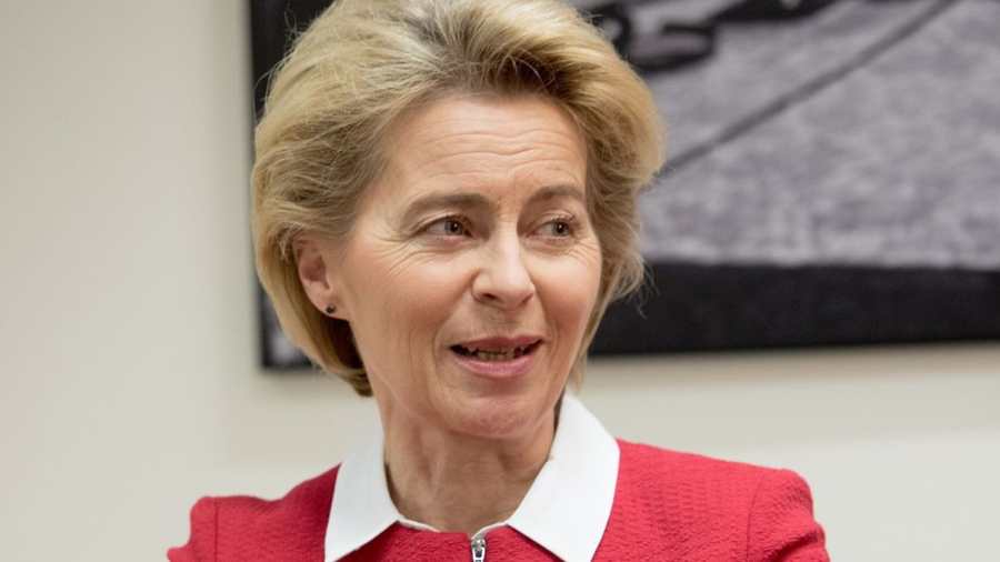 Ursula von der Leyen, President of the EC receives journalists