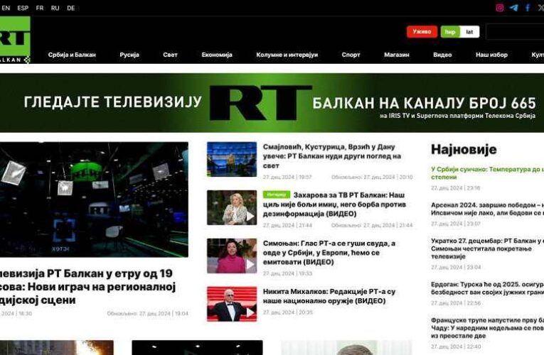 Kiemelt képen: a Russia Today szerb nyelvű portálja / Fotó: képernyőkép - NIF