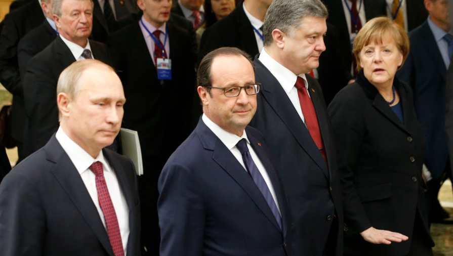Kiemelt képen: a Minszki megállapodásban közreműködő országok képviselői: Vlagyimir Putyin, Francois Hollande, Petro Porosenko, Angela Merkel