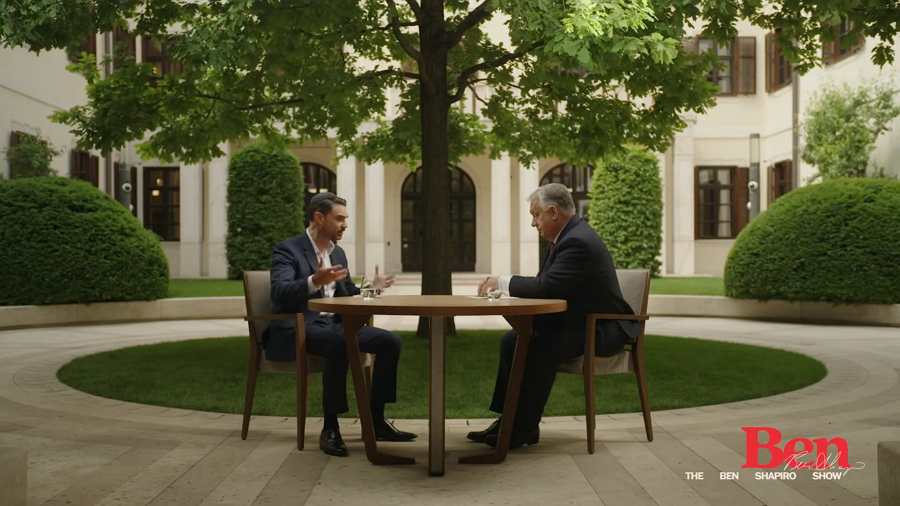 Kiemelt képen: Ben Shapiro amerikai politikai kommentátor készít interjút Orbán Viktor miniszterelnökkel / Fotó: YouTube - Ben Shapiro / screenshot