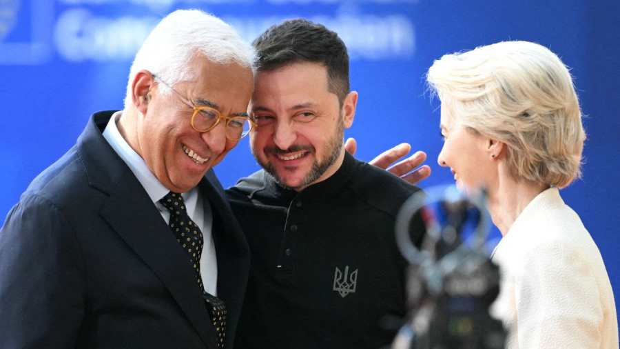 Kiemelt képen: Antonio Costa, Vlagyimir Zelenszkij és Ursula von der Leyen / Fotó: Nicolas Tucat/Agence France-Presse/Getty Images