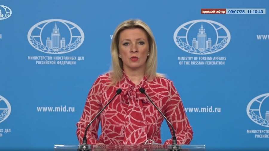 Kiemelt képen: Marija Zaharova orosz külügyi szóvivő 2025. július 9-én / Fotó: screenshot