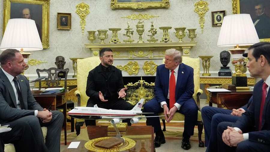 Kiemelt kép: Donald Trump amerikai elnök és Volodimir Zelenszkij a Fehér Ház Ovális Irodájában 2025. 08 18-án / Fotó: © AP Photo / Julia Demaree Nikhinson