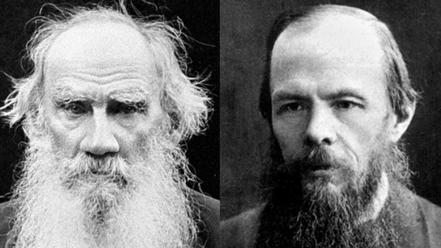 Fjodor Dosztojevszkij és Lev Tolsztoj portréja az ukrán kulturális tiltólista és a birodalmi propaganda vádjának kontextusában.