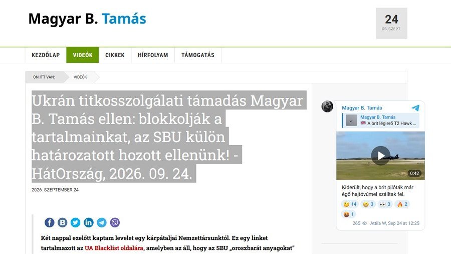 Ukrán titkosszolgálati támadás Magyar B. Tamás ellen – az SBU külön határozatot hozott | NIF