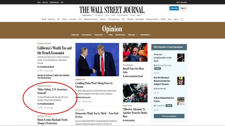 A WSJ felvetése és a fal: miért nem lehet Orbán Viktor ENSZ-főtitkár | NIF